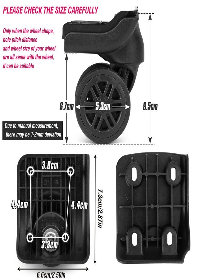 Zoofen Suitcase Wheels Swivel Casters Luggage Wheels Replacement with 4 Screw Holes (W044-B,2 pcs) - Image 2
